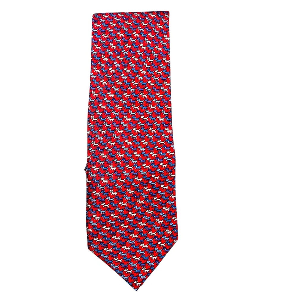 Jos A Bank Executive Collection red, white, and blue dog Silk Tie NWOT - Picture 3 of 5